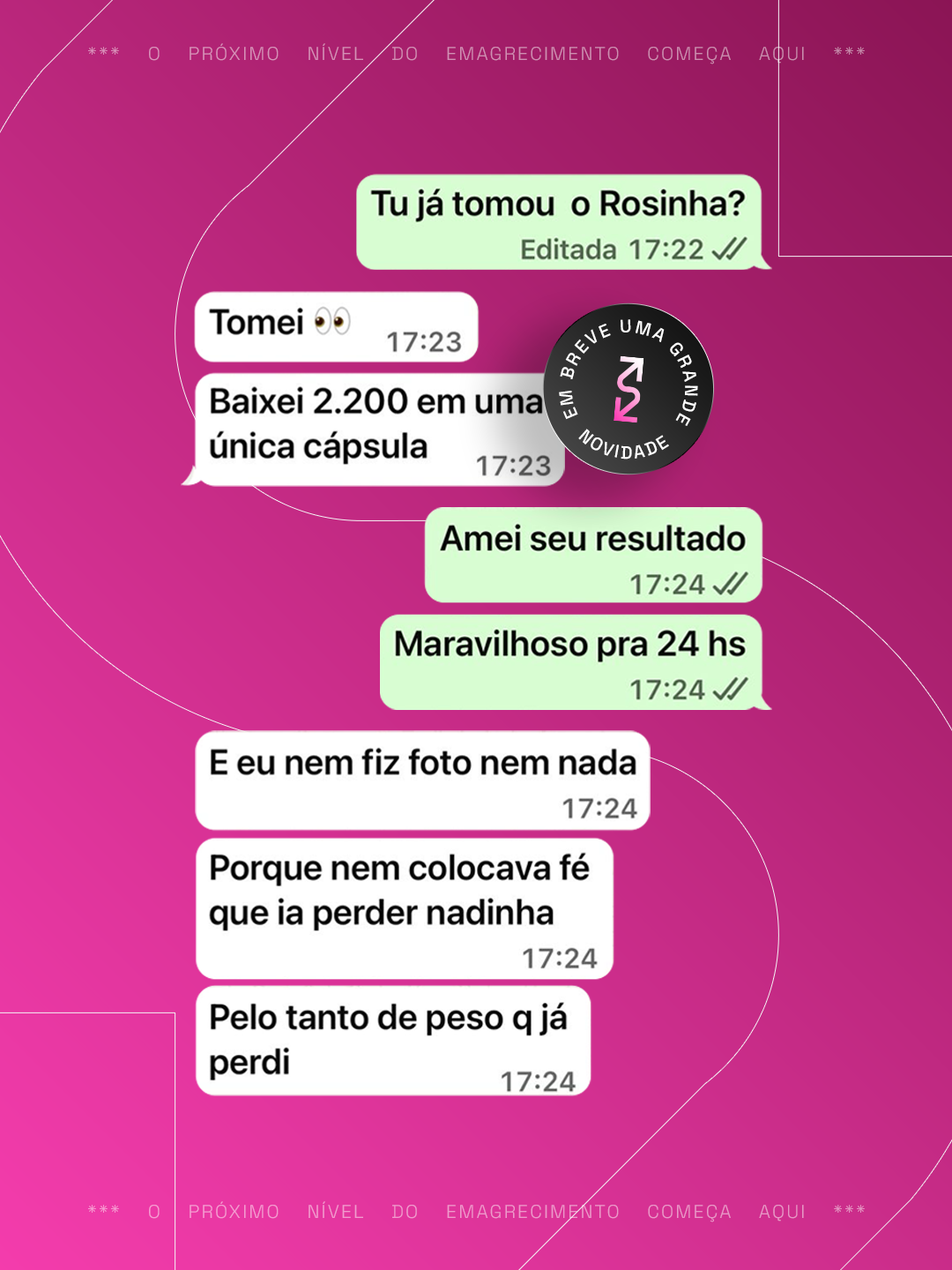 Print real de conversa no WhatsApp: cliente relata resultado com o NexFit